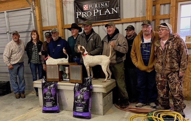 Championship Winners. From left to right: Eddie Berendzen, judge; Marla Stretz, Bob Reynolds, Harold Gearhart with Pure Gossip, Chuck Stretz, Shawn Kinkelaar and Eddy Taylor with True Choice, Tim Thornton, judge; Randy Wilson, and Garvin Collins